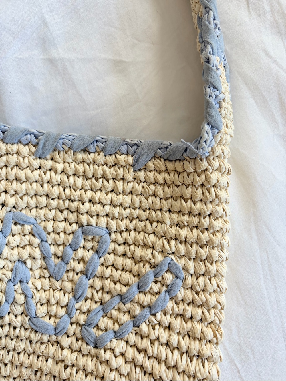 Marni // Raffia and Blue Nassa Small Hobo Bag - Picture 7 of 11
